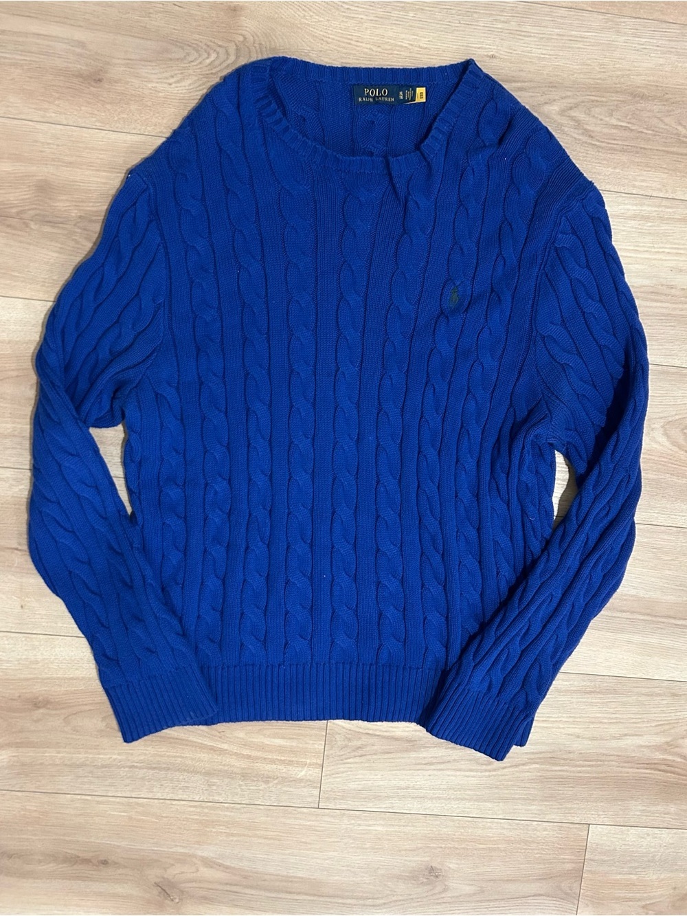 Ralph Lauren Men’s Blue Cable Knit Crewneck Sweater